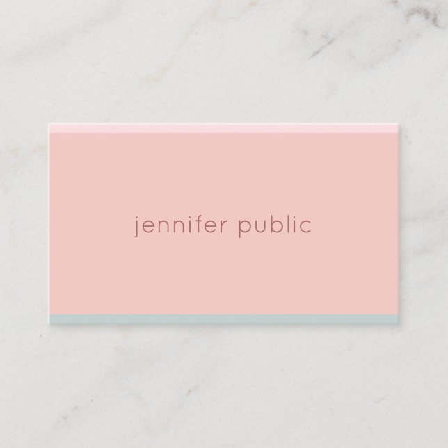 Sophisticated Pink Green Modern Simple Template Business Card (Front)