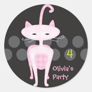 Sophisticated Pink Kitty Favour Sticker