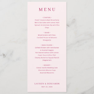 Sophisticated Pink Serif Wedding Menu