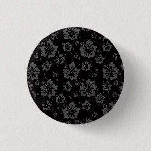 Sophisticated Plain Black Muted Floral  3 Cm Round Badge