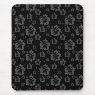 Sophisticated Plain Black Muted Floral Mouse Mat