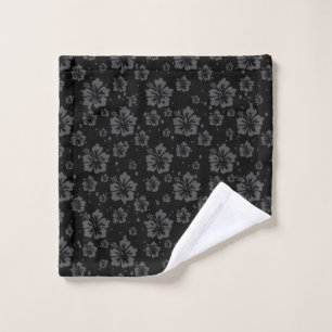 Sophisticated Plain Black Muted Floral Wash Cloth
