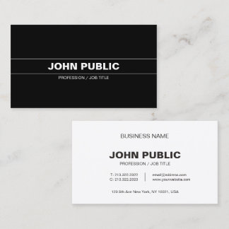 Sophisticated Plain Company Modern Black White Business Card