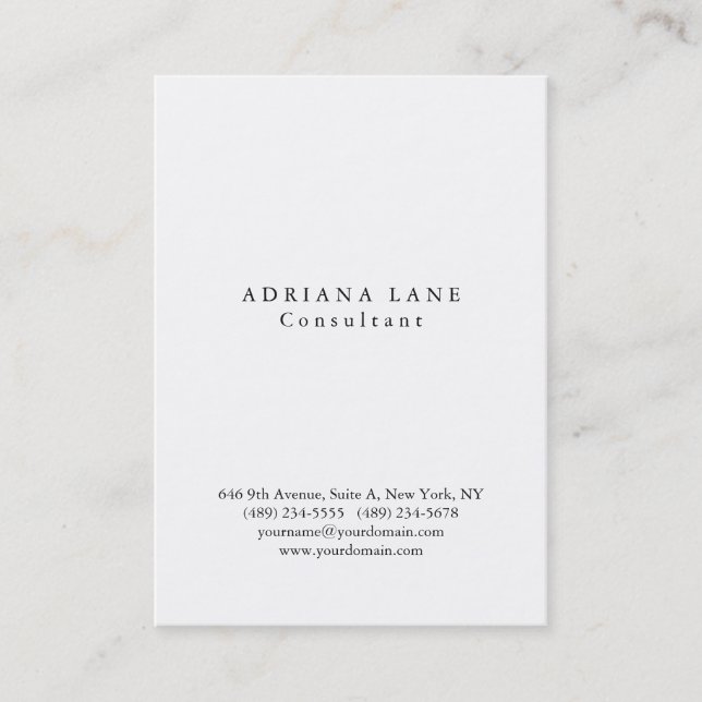 Sophisticated Plain Simple White Professional Business Card (Front)