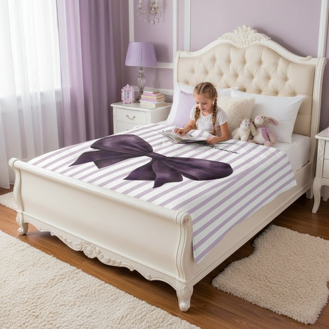 Sophisticated Plum Bow Name Decor Blanket (Creator Uploaded)