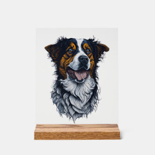 Sophisticated Pooch Portraits Trendy Dog Head Arti Acrylic Sign
