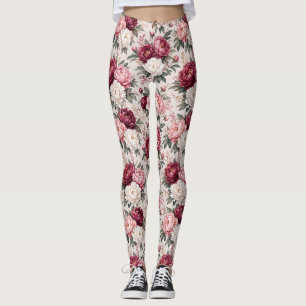 Sophisticated Premium Peony Bouquet Clusters Leggings