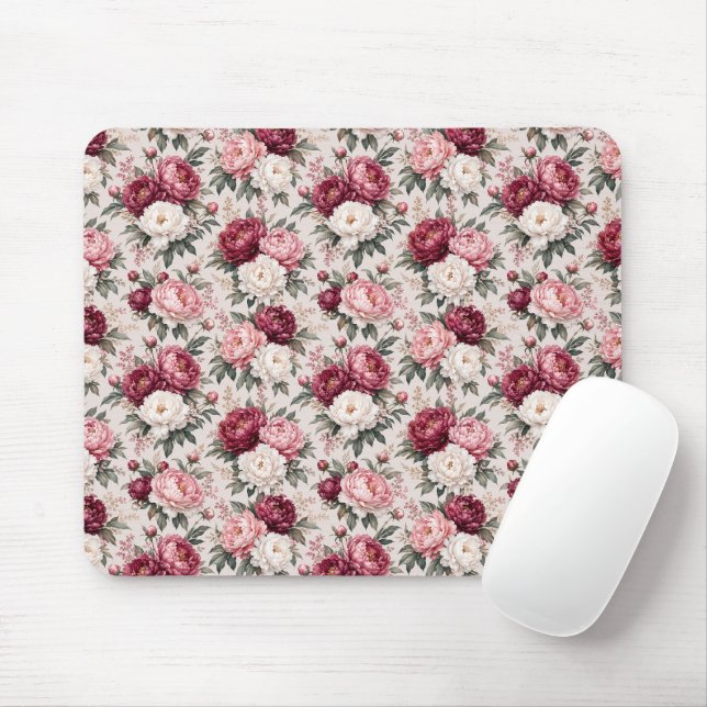 Sophisticated Premium Peony Bouquet Clusters Mouse Mat (With Mouse)