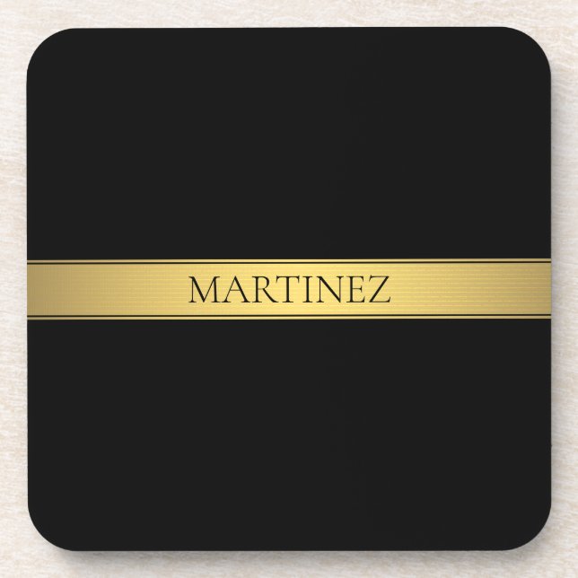 Sophisticated Presentation | Faux Gold & Black Coaster (Front)