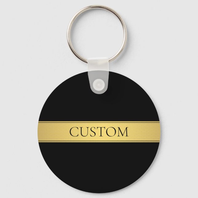 Sophisticated Presentation | Faux Gold & Black Key Ring (Front)