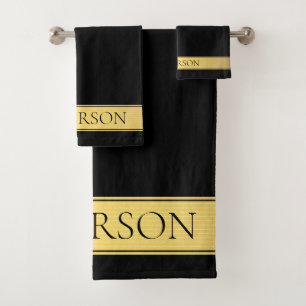Sophisticated Presentation Faux Gold & Black v2 Bath Towel Set