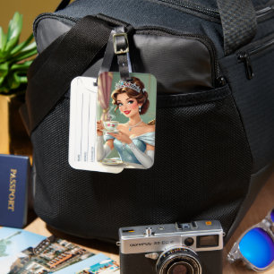 Sophisticated princess with crown elegant gown luggage tag