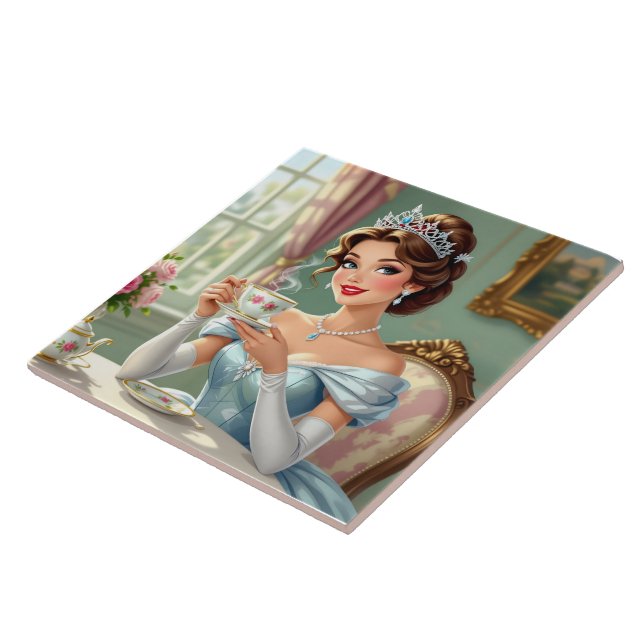 Sophisticated princess with crown elegant gown tile (Side)