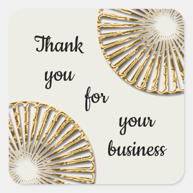 Sophisticated Professional Gold Thank You Business Square Sticker (Front)