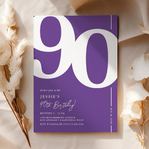 Sophisticated Purple 90th Birthday Invitation