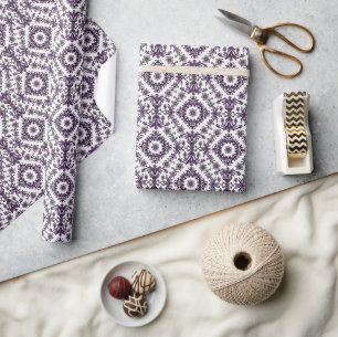 Sophisticated Purple and Silver Christmas Pattern Wrapping Paper