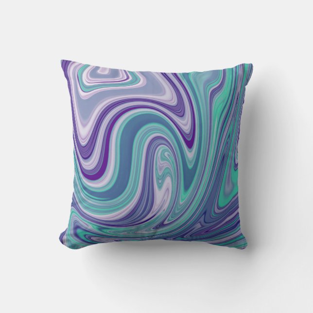 Sophisticated Purple & Blue Waves Cushion (Front)