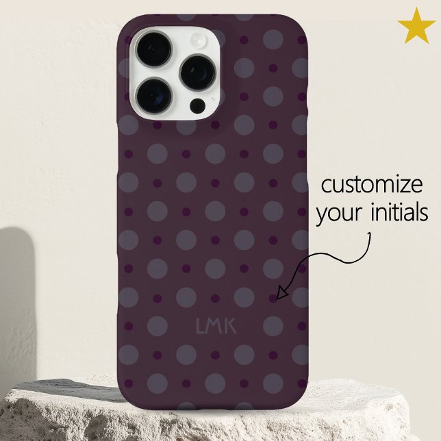 Sophisticated Purple Dots Custom Name Initials Case-Mate iPhone Case (Creator Uploaded)