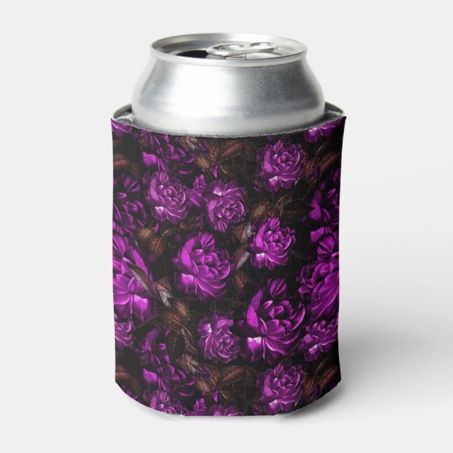 Sophisticated Purple Flowers Can Cooler (Can Front)