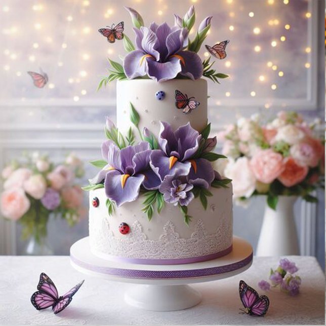 SOPHISTICATED PURPLE IRIS THEMED BIRTHDAY CAKE CARD (Creator Uploaded)