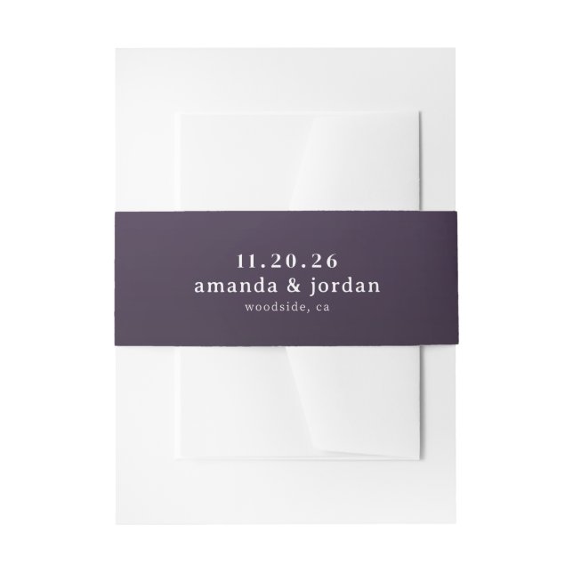 Sophisticated Purple Typographic Invitation Belly Band (Front Example)