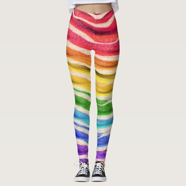 Sophisticated Rainbow Pop Fashion Leggings (Front)