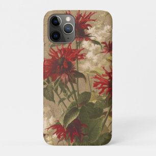 Sophisticated Red & Burgundy Floral Against Beige iPhone 11 Pro Case