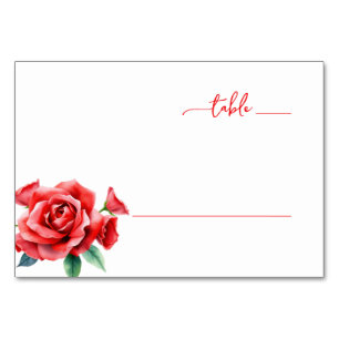 Sophisticated Red Floral Watercolor Table Number