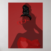 Sophisticated Red Illustration of Woman Hollow Art