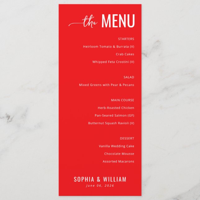 Sophisticated Red Menu Template (Front)