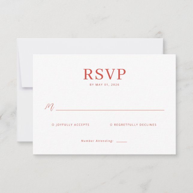 Sophisticated Red RSVP Card (Front)