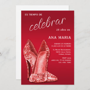 Sophisticated Red Spanish Feminine Birthday Invitation