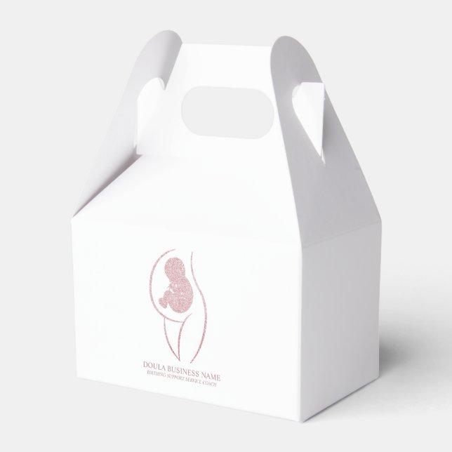sophisticated Rose Gold Birth Coach Favour Box (Front Side)