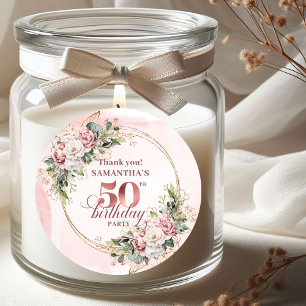 Sophisticated Rose Gold Blush 50th Birthday Labels