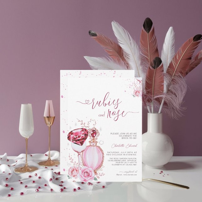 Sophisticated Rubies and Rose Bridal Shower  Invitation (Creator Uploaded)