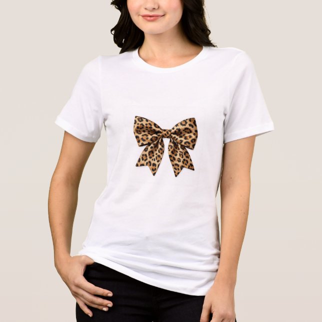 Sophisticated Safari Leopard Pattern Luxury Bow St Tri-Blend Shirt (Front)