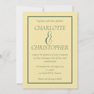 Sophisticated Sage Green Cream Leaf Pattern Invitation