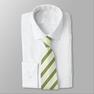 Sophisticated Sage Green & Cream Striped Luxury Tie