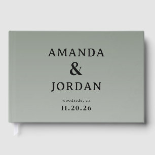 Sophisticated Sage Minimalist Typographic Guest Book