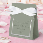Sophisticated Sage & Silver Wedding Favour Box<br><div class="desc">Beautiful sophisticated sage and silver coloured wedding favour box. Trendy sage and silver colours for your special day. Romantic and fashionable colours for weddings. Pretty sage background with a shiny silver border. Unique, chic and classy invitation suitable for any season. All text, font and font colour is fully customizable to...</div>