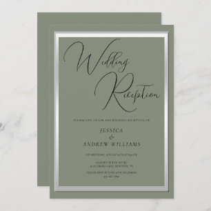 Sophisticated Sage & Silver Wedding Reception Invitation