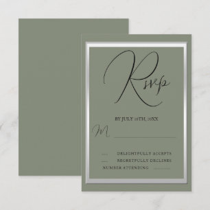 Sophisticated Sage & Silver Wedding RSVP Card