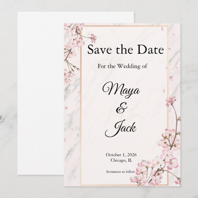 Sophisticated Save the Dates Invitation (Front/Back)