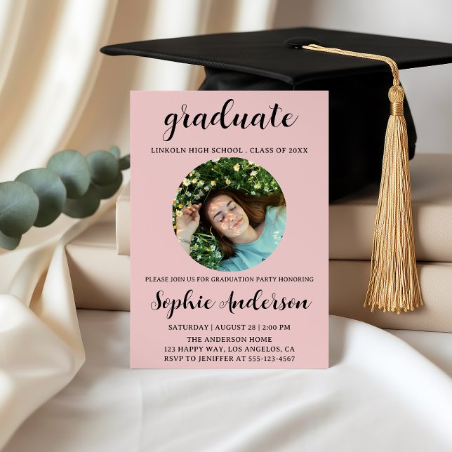 Sophisticated Script Graduation Party with Photo Invitation (Creator Uploaded)