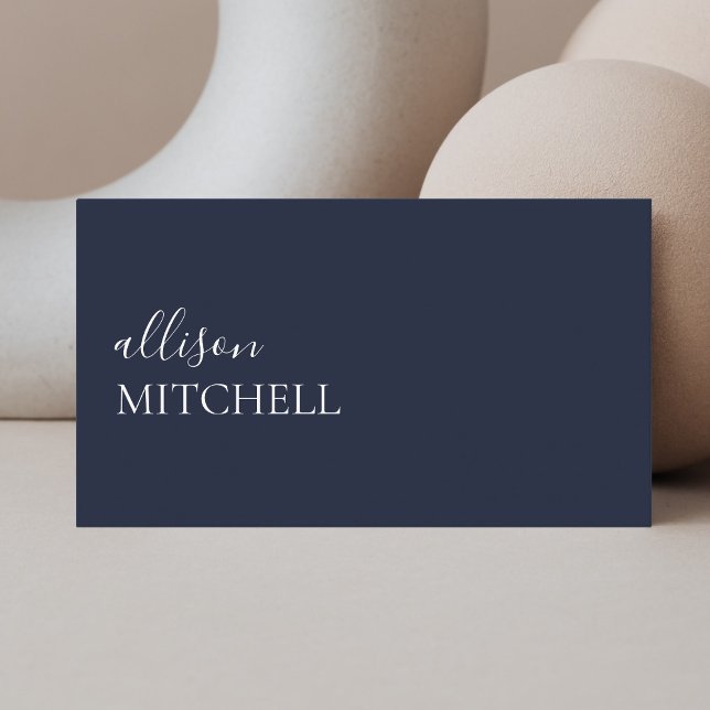 Sophisticated Script Minimalist Navy Blue Business Card (Creator Uploaded)