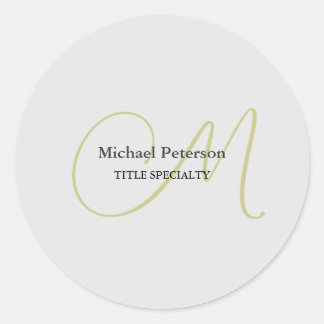 Sophisticated Script Monogram Initial Modern Classic Round Sticker