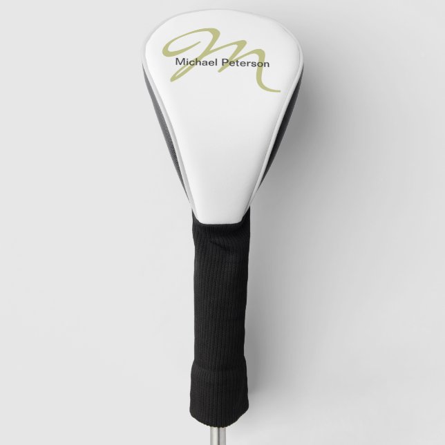 Sophisticated Script Monogram Initial Modern Golf Head Cover (Front)