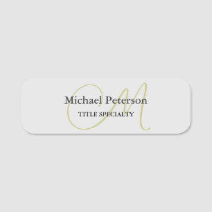 Sophisticated Script Monogram Initial Modern Name Tag
