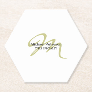Sophisticated Script Monogram Initial Modern Paper Coaster