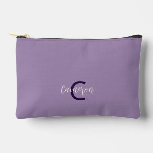 Sophisticated Script Type Initials & Name Violet Accessory Pouch